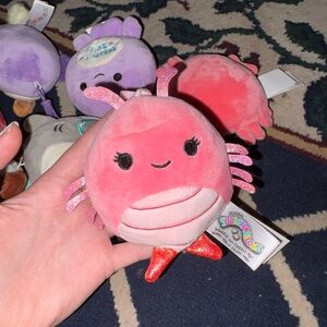 original simone the shrimp squishmallow keychain